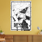 Lienzo mapa minimalista Sevilla - Blanco-negro Leinwanddruck (Insitu (Wohnzimmer))