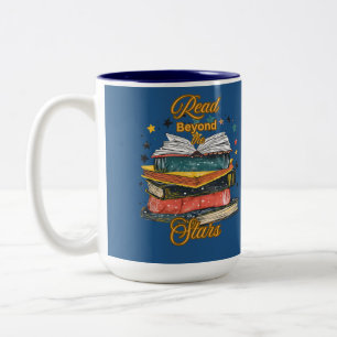Lies jenseits der Sterne Vintage-Buchliebhaber Kaf Zweifarbige Tasse