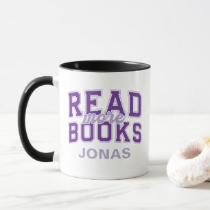 Lies mehr Bücher Lila Varsity Leser Buchwurm Tasse