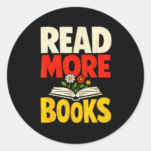 Lies mehr Bücher mutige Blume Bücherwurm motiviere Runder Aufkleber