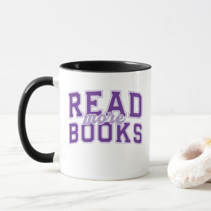 Lies mehr Bücher Purple Varsity Leser Bookworm Tasse