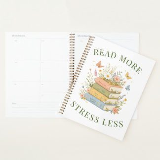 Lies Mehr, Stress Weniger Blumen-Buchcover-Planer Planer