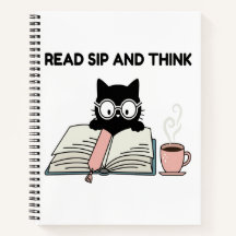 Lies, trinke und denke Süße Katze liest Buch und K