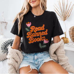 Lies verbotene Bücher Retro-Minimalist-Floral-Book T-Shirt