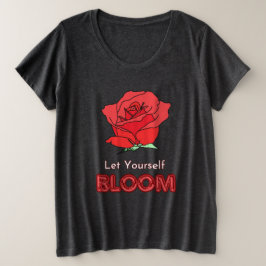Ließt Rote Rose Blume Kunst Große Größe T-Shirt