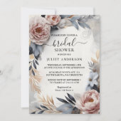 Ließt Seidenrosa Boho Peony Dusty Rose Brautparty Einladung (Vorderseite)