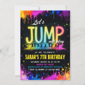 Ließt's Jump Party - Neon Splash Geburtstag Einladung (Vorderseite)