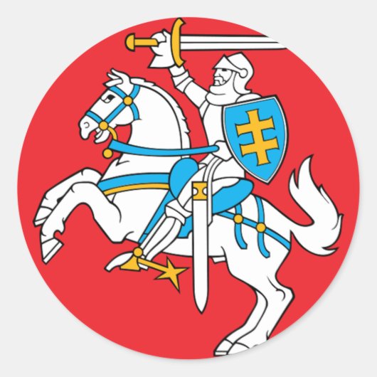 Lietuvos Valstybes Veliava, Vytis, Litauische Flag Runder Aufkleber (Vorderseite)