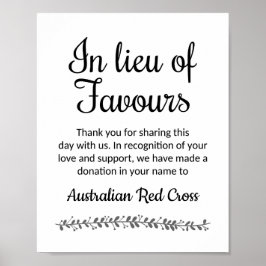 Lieu of favors Wedding Sign - Rochester Poster