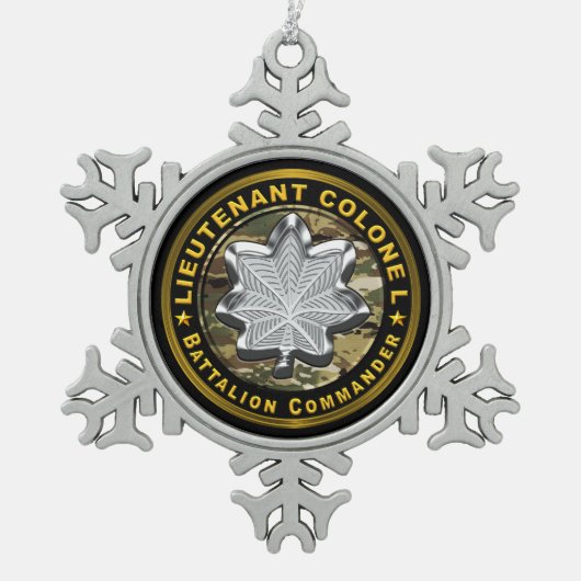 Lieutenant Colonel Battalion Commander Schneeflocken Zinn-Ornament (Vorderseite)