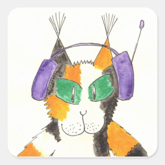 Lieutenant Moppet Cats Go interplanetarisch Quadratischer Aufkleber (Vorderseite)