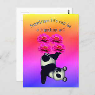 Life A Juggling Act Panda Bären Inspiration Postkarte