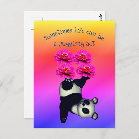 Life A Juggling Act Panda Bären Inspiration Postkarte (Vorne/Hinten)
