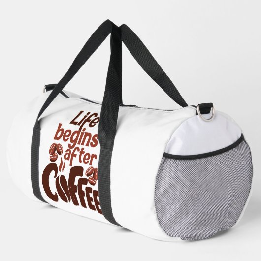 Life Begins After Coffee Graphic Duffle Bag (Rechte Ecke)