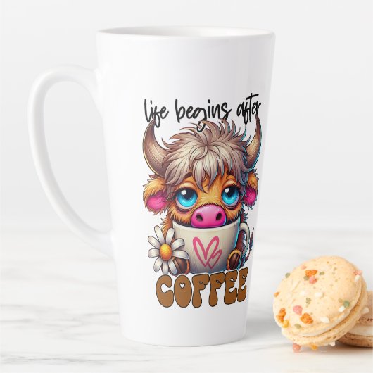 Life Begins After Coffee  Milchtasse (Beispiel)