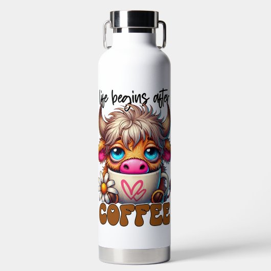 Life Begins After Coffee Trinkflasche (Vorderseite)