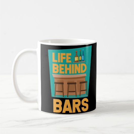 Life Behind Bars Funny Barkeeper Mixologe Kaffeetasse (Links)