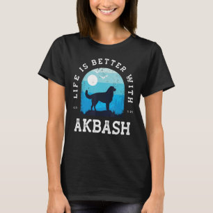 Life Better Akbash Vintag Blue Dog Mama Vater T-Shirt