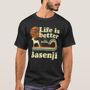Life Better Basenji Vintag Hund Mama Vater T-Shirt