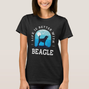 Life Better Beagle Vintag Blue Dog Mama Vater T-Shirt