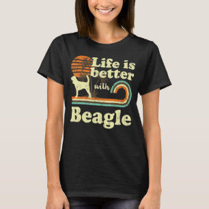 Life Better Beagle Vintag Hunde Mama Vater T-Shirt