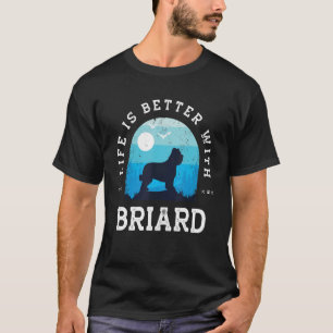 Life Better Briard Vintag Blue Dog Mama Vater T-Shirt