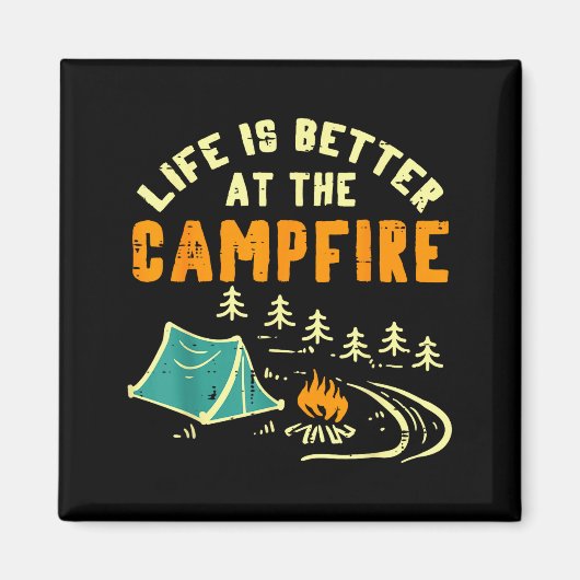 Life Better Campfire Camng Camper Boys Girl Kids M Magnet (Vorne)
