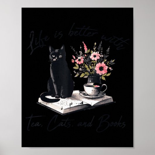 Life Better With 2 Cats Books Kitten Kitty Women G Poster (Vorne)
