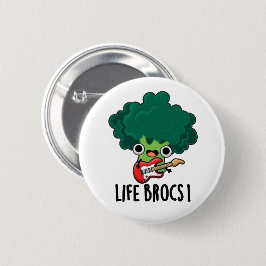 Life Brocs Funny Veggie Broccoli Pun Button (Vorne & Hinten)