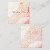 Life Coach Abstrakte Aquarellformen Rose Skript Quadratische Visitenkarte (Vorne/Hinten)