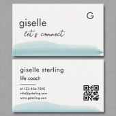 Life Coach Aqua Blue Brush QR Code Visitenkarte