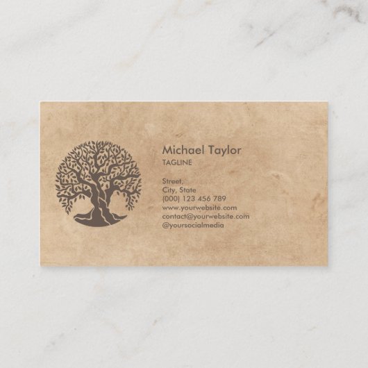 Life Coach Baum Yoga Wellness Visitenkarte (Rückseite)