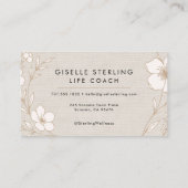 Life Coach Botanical Flowers Floral Linen Visitenkarte (Rückseite)