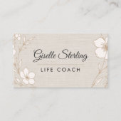 Life Coach Botanical Flowers Floral Linen Visitenkarte (Vorderseite)