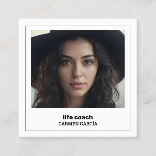 Life Coach Custom Foto QR Quadratische Visitenkarte (Vorderseite)