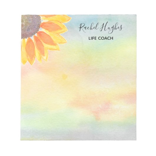 Life Coach farbenfrohe Sonnenblumen Notepad Notizblock (Vorderseite)