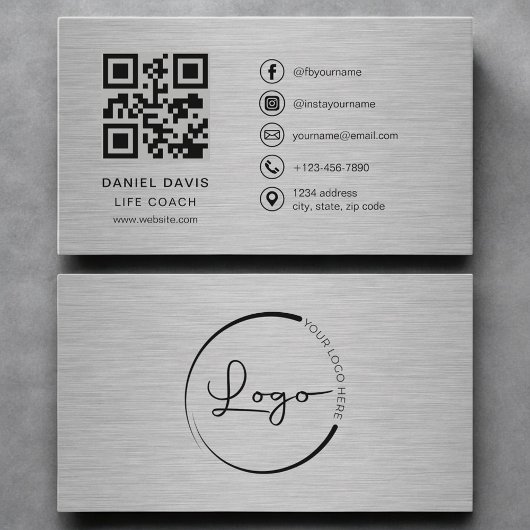 Life Coach Metall QR-Code Visitenkarte