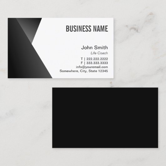 Life Coach Modern Black & White Visitenkarte (Vorne/Hinten)