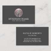 Life Coach Rose Gold Tree Logoberater Dunkelgrau Visitenkarte (Vorne/Hinten)