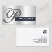 Life Coach Silver Monogram Business Card Visitenkarte (Vorne/Hinten)