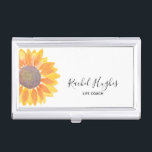 Life Coach Sunflower Visitenkarten Dose<br><div class="desc">Diese einfache,  blumengeschmückte Visitenkarte ist mit einer gelben Sonnenblume geschmückt. Passen Sie es mit Ihrem Namen und Beruf an. In meinem Geschäft sind passende Visitenkarten. Original Wasserfarbe © Michele Davies.</div>