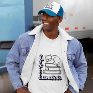 LIFE Essentials Word Art Bücher und Katzen Liebh T-Shirt