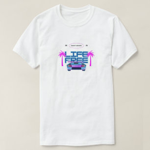 Life Free Neon Retro Car T-Shirt   Ästhetische Pal