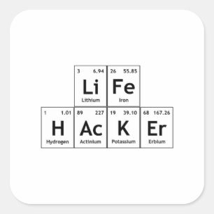 LiFe HAcKEr chemische Elemente Regelmäßig Tabell Quadratischer Aufkleber