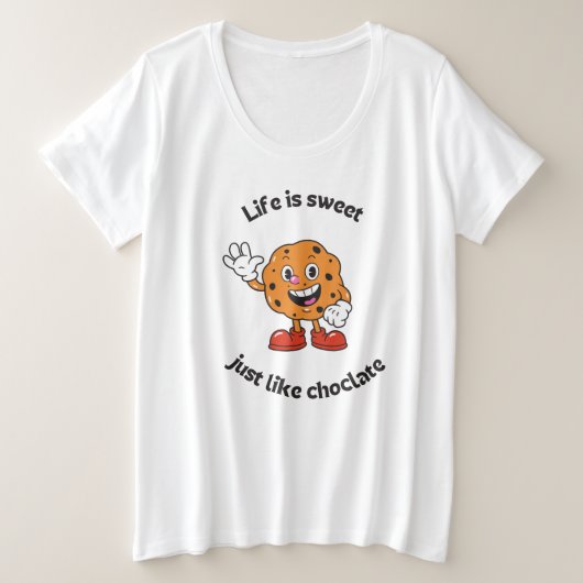 Life Happens, Chocolate Helps  Große Größe T-Shirt (Design vorne)