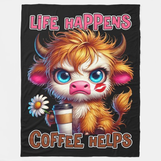 Life Happens Coffee Helps  Fleecedecke (Vorderseite)
