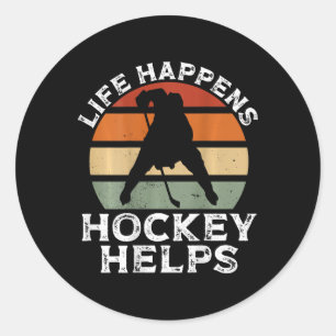 Life Happens Hockey Hilft Ckprint Hockey Spieler Runder Aufkleber