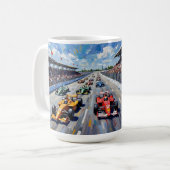 Life in Motion – Indy Car Racing Oil Painting Kaffeetasse (Vorderseite Links)
