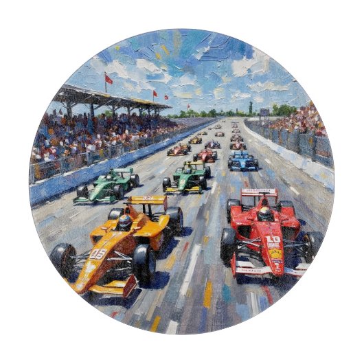 Life in Motion – Indy Car Racing Oil Painting Schneidebrett (Vorderseite)