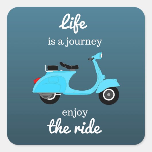 Life Inspiration Zitat Blue Ombre Quadratischer Aufkleber (Vorderseite)